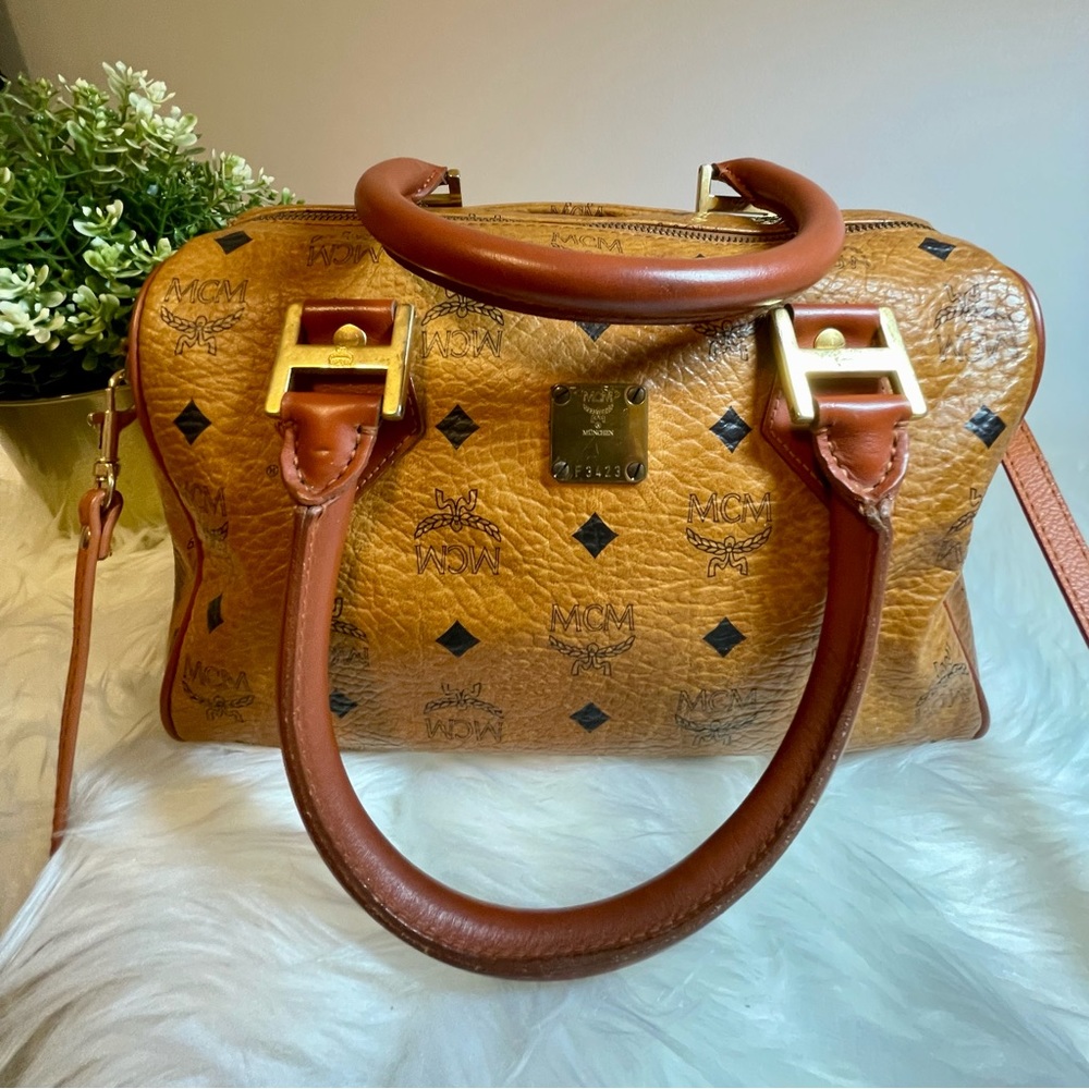 MCM Cognac Visetos Satchel